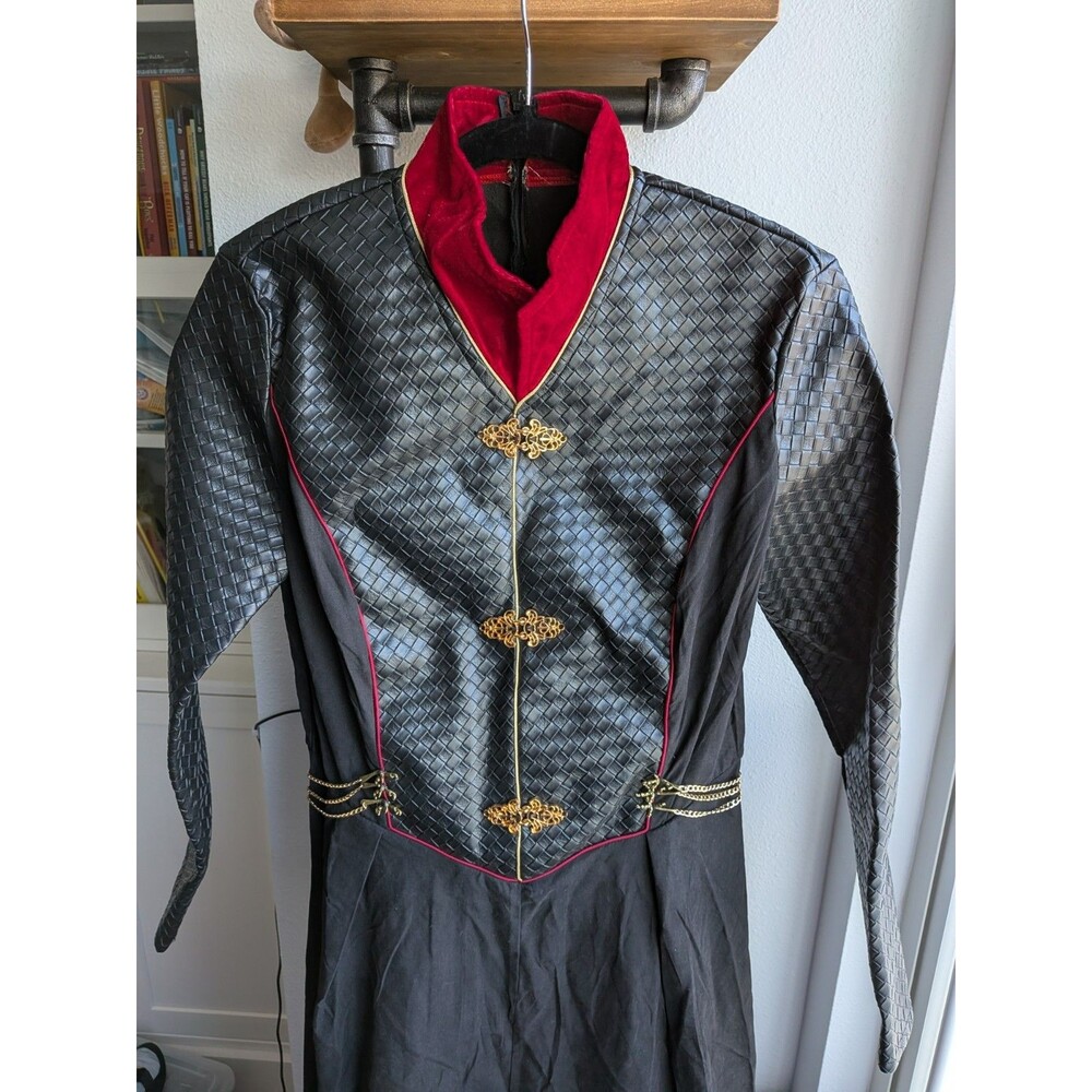 Medieval Renaissance Complete Outfit Dress Black Red Gold Adult Unisex Size M
